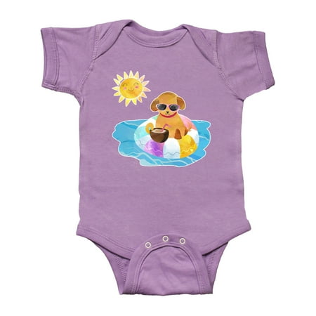 

Inktastic Summer Puppy in Float with Drink Gift Baby Boy or Baby Girl Bodysuit