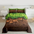 thumbnail image 2 of jejeloiu Pixel Grid Full Size Comforter Sets,Miners Game Bedding Comforter Set,Geometric Patchwork Plaid Bedding Sets For Boys Girls,Super Cozy Room Decor Reversible,3-Piece, 2 of 8