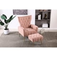 thumbnail image 2 of Pink Velvet Armchair and Ottoman / Used in Office for Comfort / Gain a Supportive Seating Option, 2 of 6