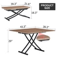 thumbnail image 3 of Foldable Lifting Dining Table, Modern Multifunctional Coffee Table with Wood Grain Desktop and Black Metal Legs, Dressing Table Office Table for Living Room Bedroom Apartments, Natural Wood Wash, 3 of 9
