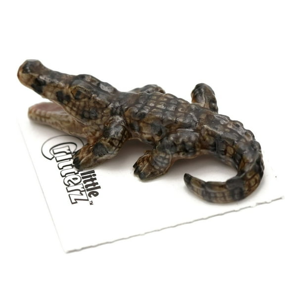 Little Critterz American Alligator "Mississippi" - Hand-crafted Home Decor Reptile Decorative Figurine - Miniature Porcelain Figurine
