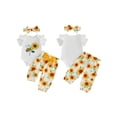 thumbnail image 2 of Cenuakty Baby 3M 6M 12M 18M 24M Girl Summer Outfits Fashionable Short Sleeve Bee Floral Print Romper with Pants, Headband 3Pcs Set, 2 of 9