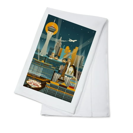 Las Vegas, Nevada - Retro Skyline (no text) - Lantern Press Poster (100% Cotton Kitchen