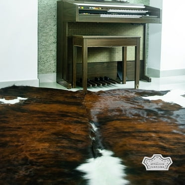 100% Genuine Leather Cowhide Rug in Dark Tricolor | Large 6' x 7'| Best Price Guaranteed