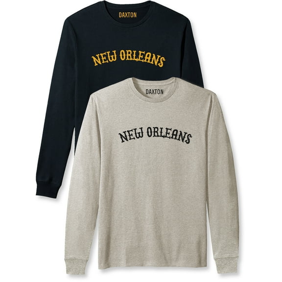 Daxton Retro New Orleans Arch Font Long Sleeves T Shirt Soft Weight Cotton