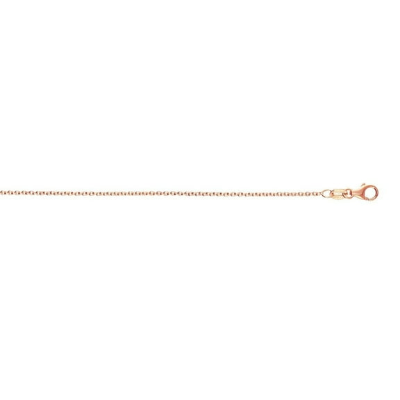 JewelStop 14k Rose Gold 1.3mm Round Cable Chain with Lobster Clasp - 16 Inches