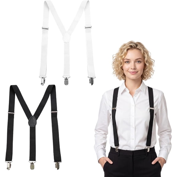 TELOLY Thin Y Back Suspenders Women,2 Pcs Hidden Suspenders for Pants under Clothes,Adjustable Elastic Hidden Suspender for Pregnant Women,Y Backs Clip Braces for Jeans Undergarment