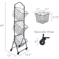 thumbnail image 2 of Rio 3-Tier Metal Floor Standing Fruit Storage Basket with Removable Wheels, 47.75-Inch, Black, 2 of 4