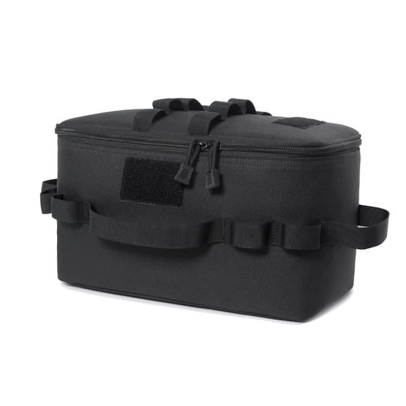 Outdoor Camping Storage Bag Gas Stove Canister Pot Carry Picnic Cookware Utensils Organizer Black