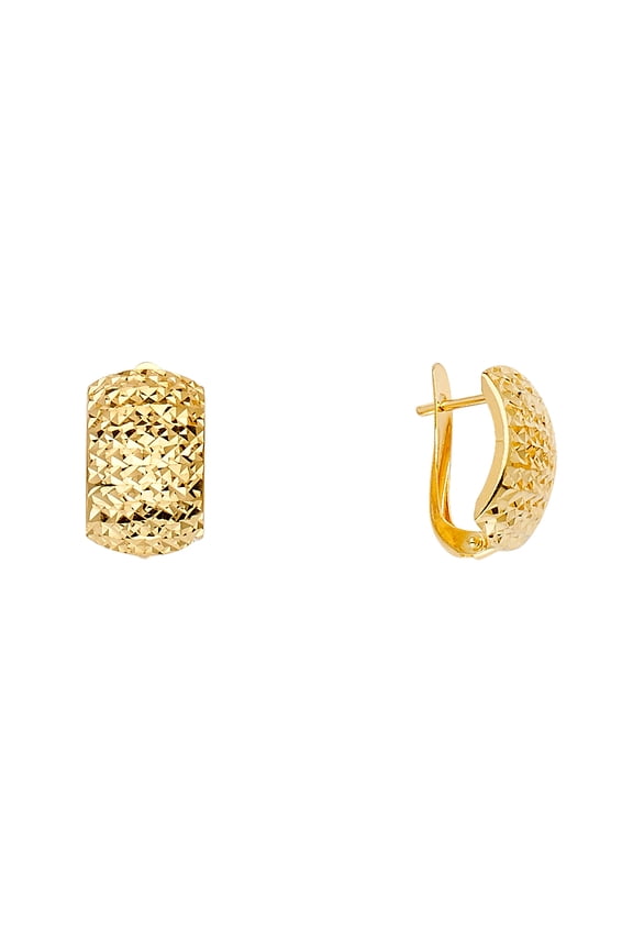 14k Yellow Gold Geometric Curve Studded Elegant Modern Earrings Jewelry Female Unisex