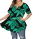 thumbnail image 2 of Camisa de mujer Camiseta de manga corta con estampado floral Blusa con cuello en V, Negro, Verde, 5XL Inevent AP002466-32, 2 of 3