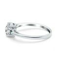 thumbnail image 2 of Simulated Cubic Zirconia Size-5 Art Deco Heart Three Stone Wedding Bridal Ring Round Green Emerald CZ 925 Sterling Silver, 2 of 7