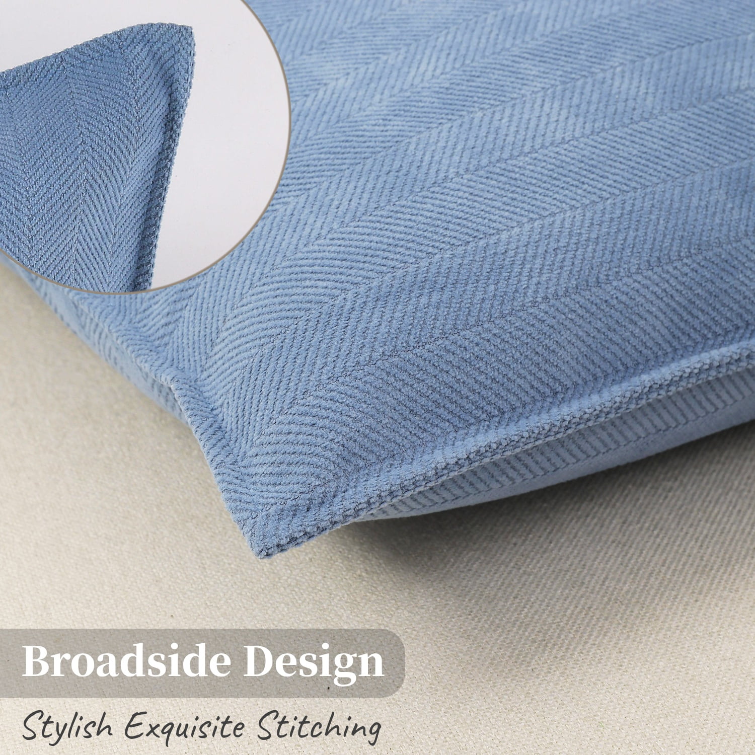 Throw Pillows for Couch Set of 2, Yamaziot 18" x 18" Decorative Pillow Accent Cushion for Sofa Bed Living Room, Solid Gray Blue Chenille