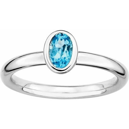 Sterling Silver Stackable Expressions Oval Blue Topaz Ring