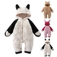 thumbnail image 5 of Coerni Toddler First Birthday Jumpsuit Fuzzy Warm Sherpa Bed Onesie Baby Cute Animal Halloween Rompe𝐫 Soft Bear Hooded Clothes, 5 of 5