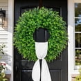 thumbnail image 3 of 28'' Large Boxwood Wreaths Front Door Artificial Green Spring Wreath with Sash Wreaths for Front Door Farmhouse Greenery Year Round Outdoor Indoor for Summer Wreath St Patricks Day Decoration, 3 of 9