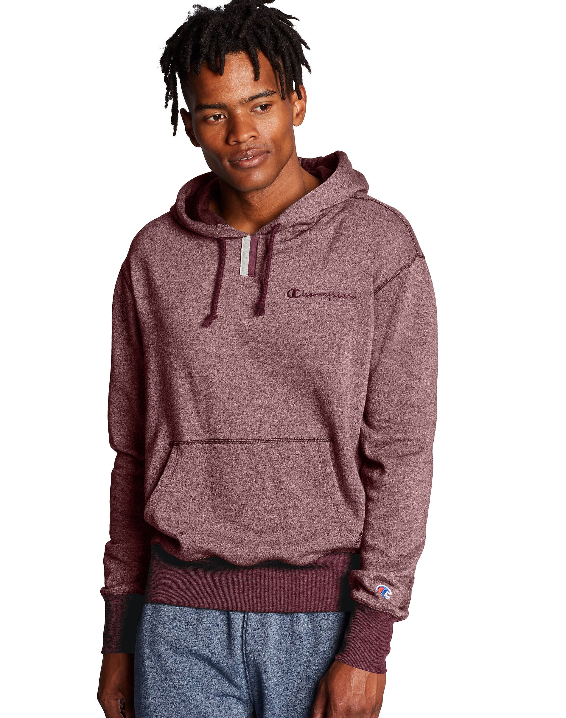 champion boys c patch taped maroon hoodie