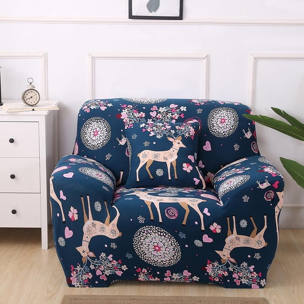 Elástico Elástico Retro Hussen Del Sofá Cubre cubierta Del Sofá Que Cuelga Para El Sofá De 1-3 Plazas 1-Seater Christmas Deer BLESIY Funda de sofá