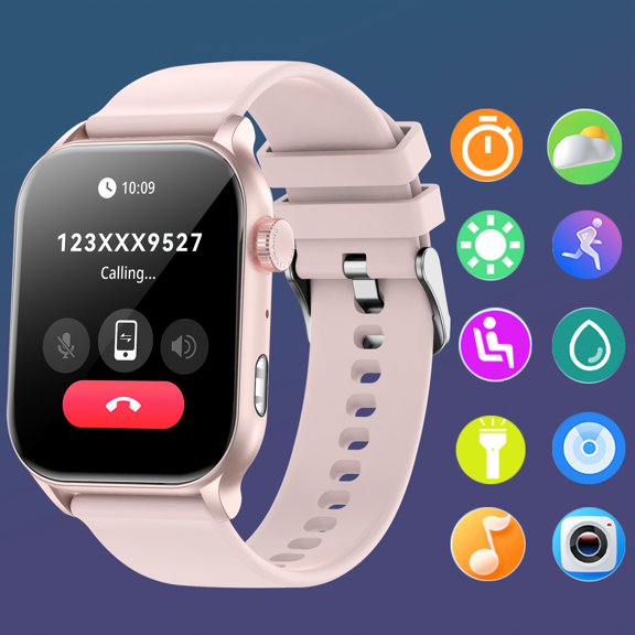 Smart Watch, Wireless Call/Message, Ai Control, LED Light, Calories, Distance, 100 Sports Modes, 100 Watch Face, Activity Trackers for IOS Or Android (Black)