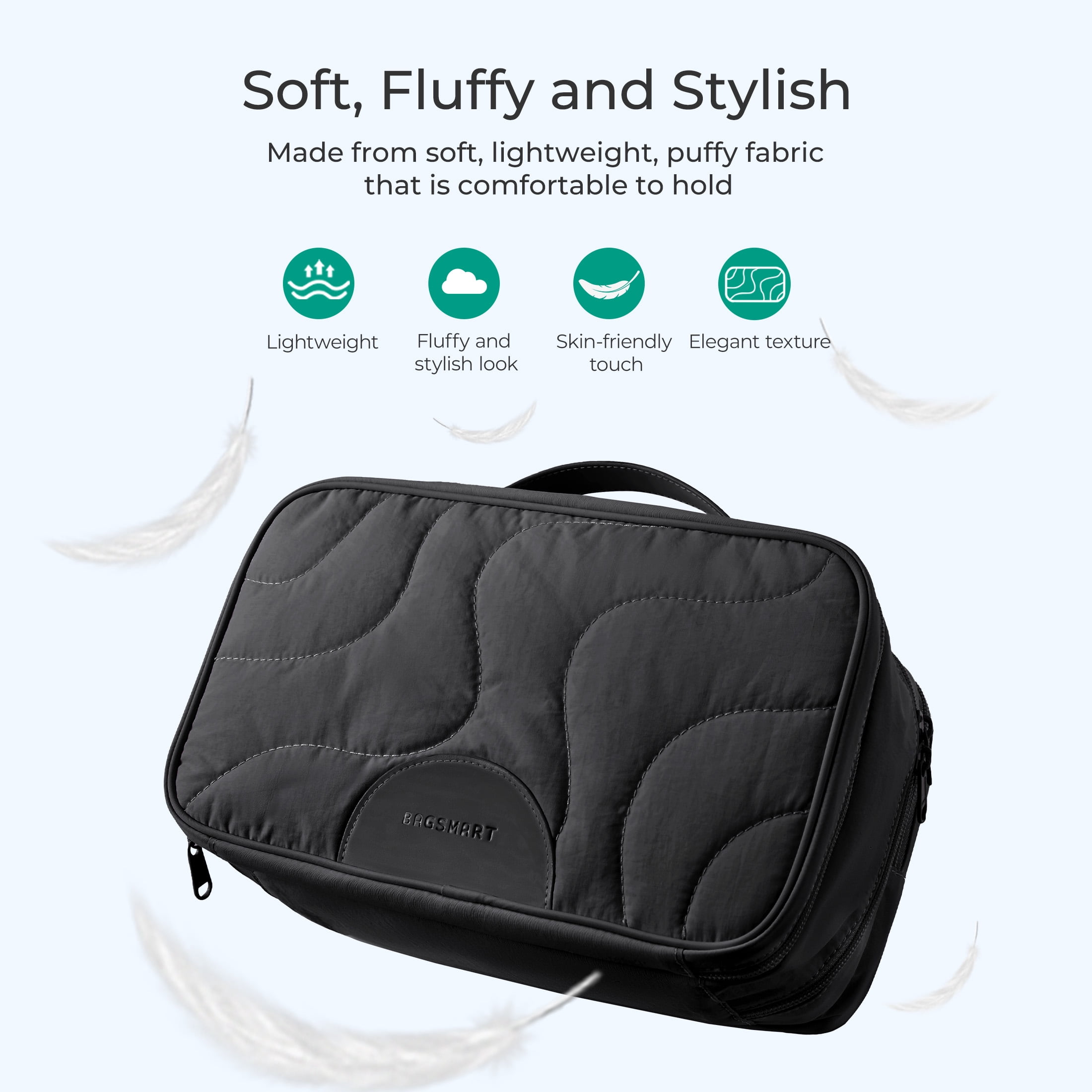 Bagsmart Unisex Large Capacity Toiletry Bag, Travel and Organizer Makeup Cosmetic Bag with Handle for Your Essentials, Men and Women, Tan
