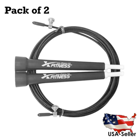 2 Pack Black Speed Wire Jumprope 10Ft. Fully Adjustable Thin Wire Jumpe Skipping Rope