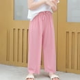 thumbnail image 7 of Atogsazn Kids Girls Wide Leg Pants Children Loose Flowy Pant Drawstring Baggy Clothes Fashion 01-Pink 11-12 Years, 7 of 7