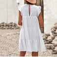thumbnail image 6 of gakvbuo Babydoll Tiered Mini Dress For Women Plus size Skirt Casual Short Mini T-Shirt Dress Ruffles Boho Dress Round Neck Sleeveless Pleated Tunic Dress, 6 of 9