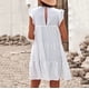 thumbnail image 5 of Puntoco Vestido De Manga Corta Con Cuello Redondo Y Falda Plisada Para Mujer, Color Liso, Informal, Color Blanco, L,Regalos Para Mujer Joven, 5 of 8