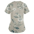 thumbnail image 6 of EHTMSAK Scrub Tops Womens Plus with Pocket Floral Working Uniform Short Sleeve V Neck Workwear Blouse T-Shirt with Pockets on Clearance Gray L, 6 of 7