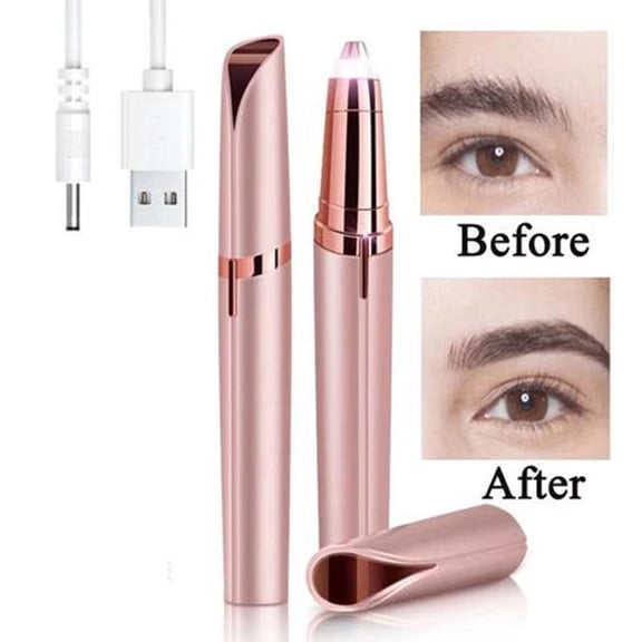 Rechargeable Eyebrow Trimmer for Women, Painless Facial Hair Remover with LED Light,Pink