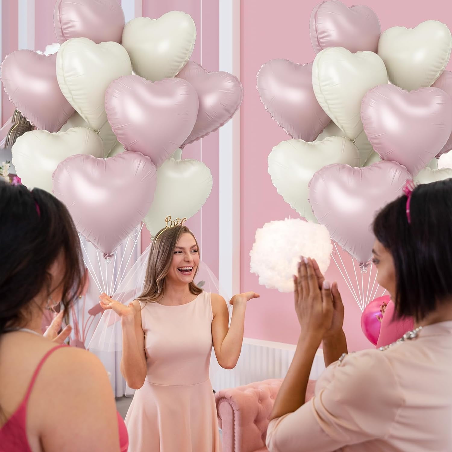 30-Pack 18" Heart Shape Foil Balloons - Purple, Pink, Silver Mylar Balloons For Birthday, Wedding, Valentine's Day Party