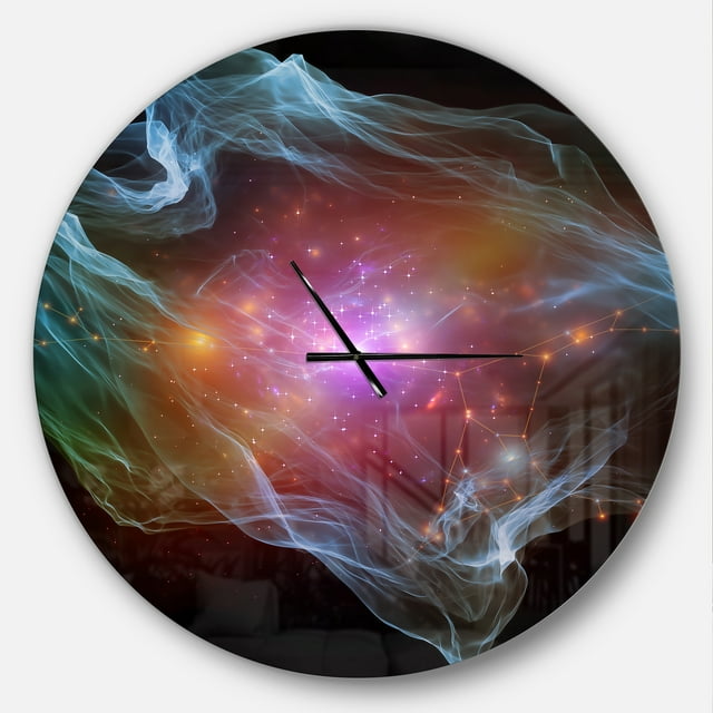Designart 'lumières Violettes du Réseau' Horloge Murale Moderne