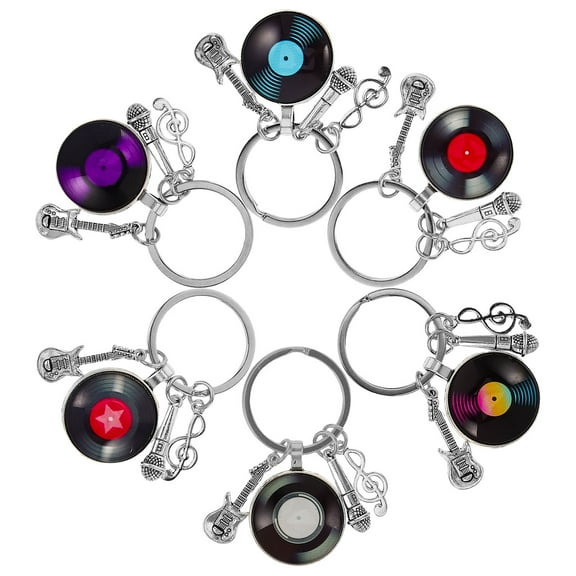 OFFIGAM Multi Keychain with Vintage Vinyl Record Design for Parties and Decorations Metal 3.5 Inch