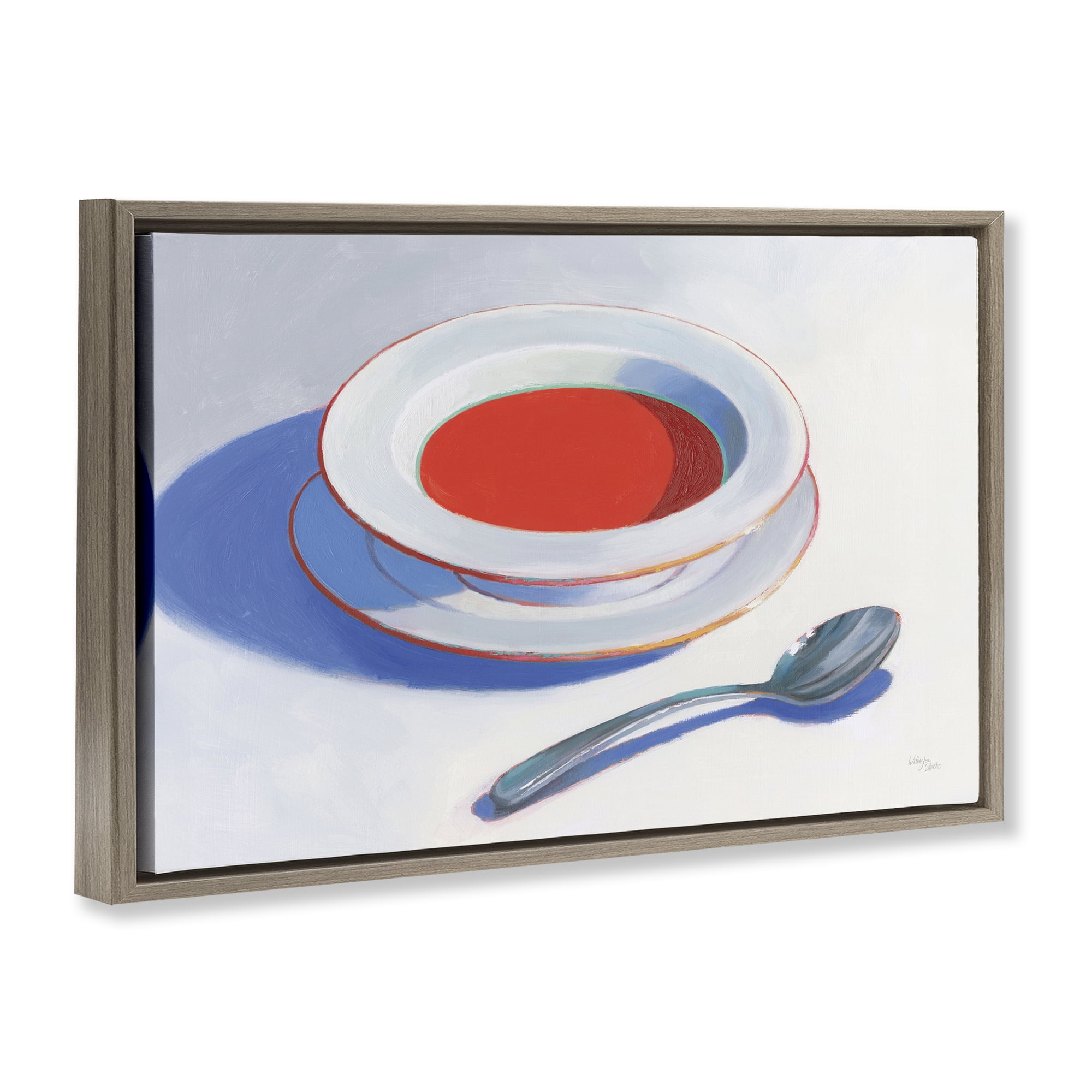 Stupell Industries Soup Du Jour Meal Food & Beverage Painting Brown Floater Framed Canvas Art Print Wall Art, 31 x 21