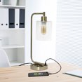 thumbnail image 4 of Simple Designs Bronson Antique Style Industrial Iron Lantern Desk Lamp with USB Port and Glass Shade, Antique Brass, 4 of 6