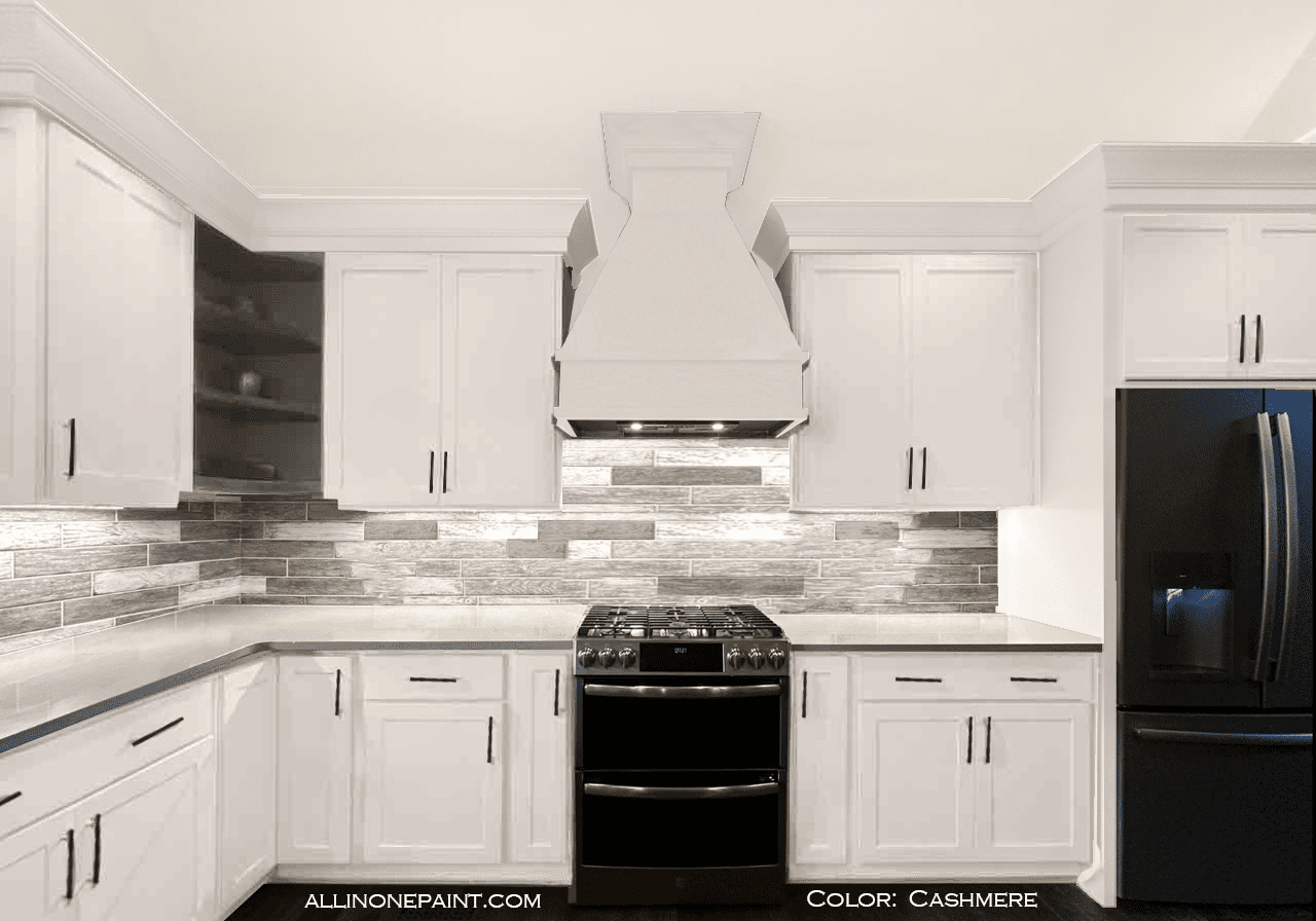 ALL-IN-ONE Paint, Durable cabinet and furniture paint. Built in primer and top coat, no sanding needed. Includes our 30 featured color card - Cashmere (true white), Quart