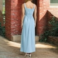 thumbnail image 5 of Htigea Summer Maxi Dress for Women Sleeveless Square Neck Tank Dress Elegant Pleated Flowy Holiday Party Dresses Light Blue,S, 5 of 7