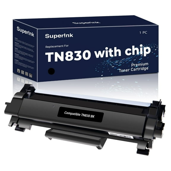 Compatible Brother TN830 TN830XL 3000 Pages Black Toner with chip by Superink