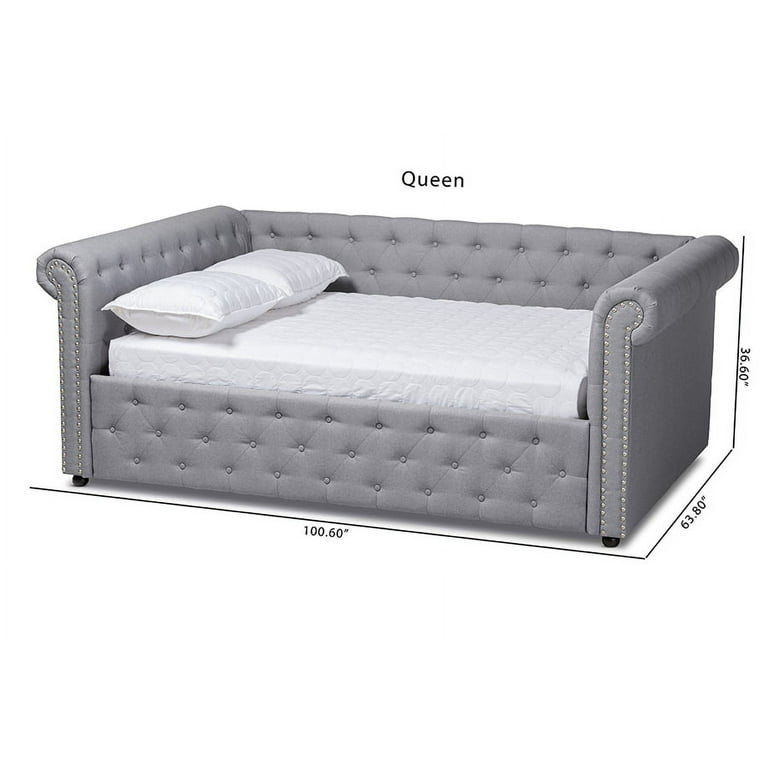 Baxton Studio Mabelle Gray Upholstered Queen Size Daybed Walmart