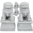thumbnail image 1 of 2 par de estatuas de león chino tradicional figuras de león en miniatura decoración de bonsai, 1 of 6