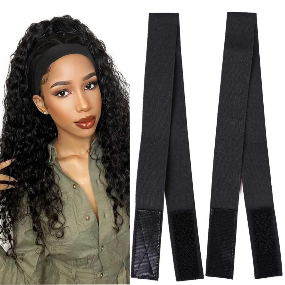 Elastic Band for Wigs Edges Bands with Velco Ends, Adjustable Elastic Band  for Wigs, Elastic Headband Edge Laying Band For Baby Hair Closure Frontal  Wigs 