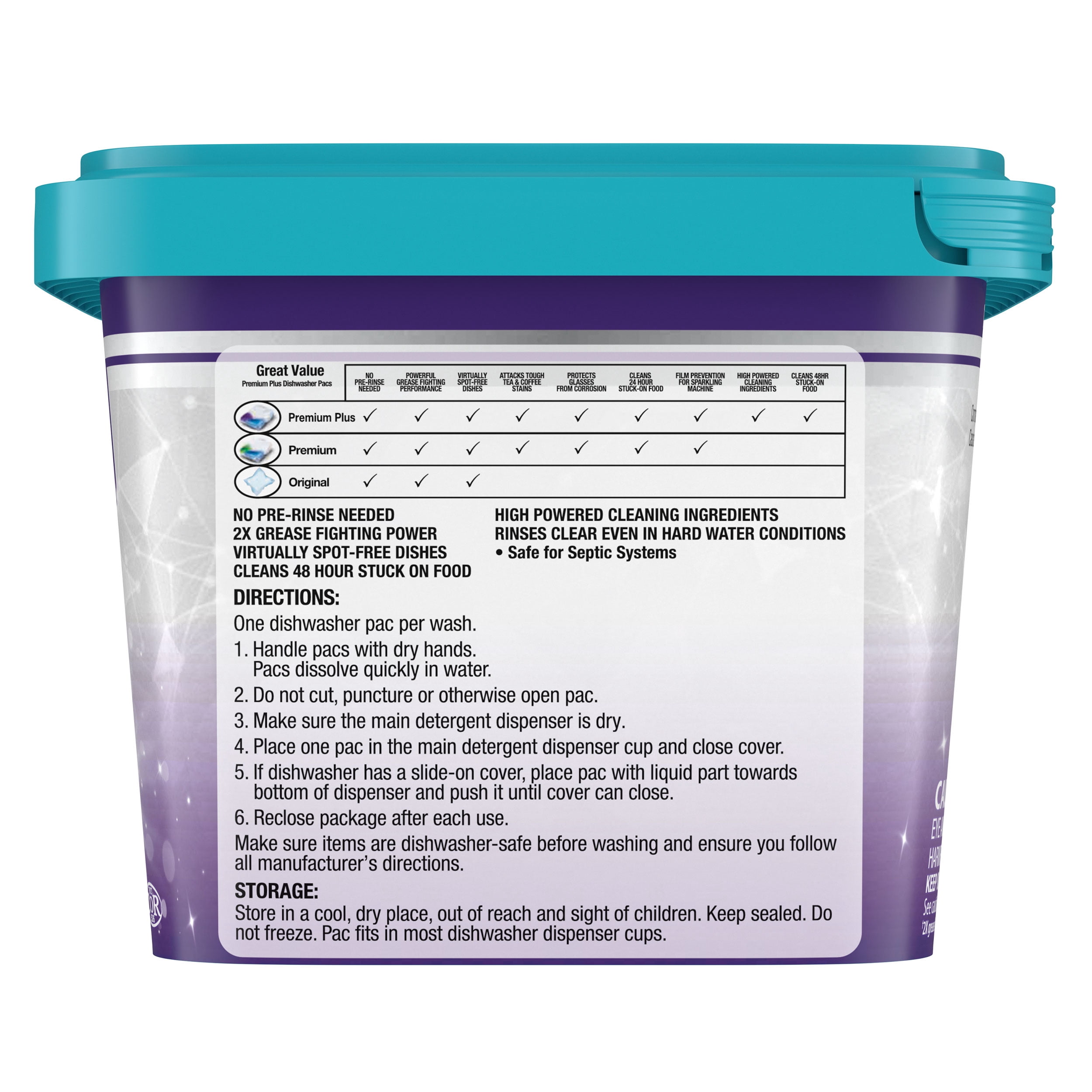 (4 pack) Great Value Premium Plus Dishwasher Pacs, Fresh Scent, 47 Count