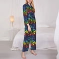 thumbnail image 3 of Gukieu Magical Mushrooms and Flowers Print Women's Long Sleeve Pajama Set, Button Top Elastic Pocket Pajama Pants Two Piece Set Home Wear-Small, 3 of 7