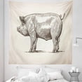 thumbnail image 1 of Pig Tapestry, Vintage Hand-Drawn Illustration of Pig Rural Ranch Stockbreeding Theme, Fabric Wall Hanging Decor for Bedroom Living Room Dorm, 5 Sizes, Eggshell and Dark Taupe, by Ambesonne, 1 of 1