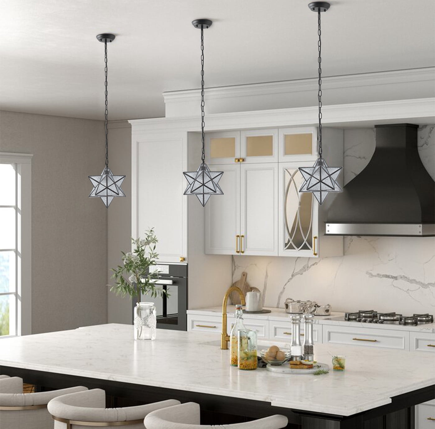 Aiwen Modern Stylish Star Like Pendant Light Geometric Ceiling Lamp Fixture Black