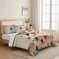 thumbnail image 5 of Queen Quilt Set 90''x96'', Independence Day Lightweight Bedspread Coverlet Set with 2 Pillow Shams, Rustic Texas Star Farmhouse Wooden Breathable All Season Quilt Bedding for Bedroom/Guest Room, 5 of 9