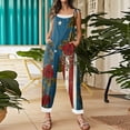 thumbnail image 5 of JULMCOMO American Flag Jumpsuits for Women 1776 Plus Size Cotton Linen Sleeveless Patriotic Overalls Spaghetti Straps Independence Day Wide Leg 4th of July Outfits with Pockets Navy M, 5 of 6