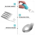 thumbnail image 5 of HINTRMENT 1 Pair Blue Silicone Stainless Steel Toddler Metal Forks Baby Training Tableware 4.1X1.2in, 5 of 8