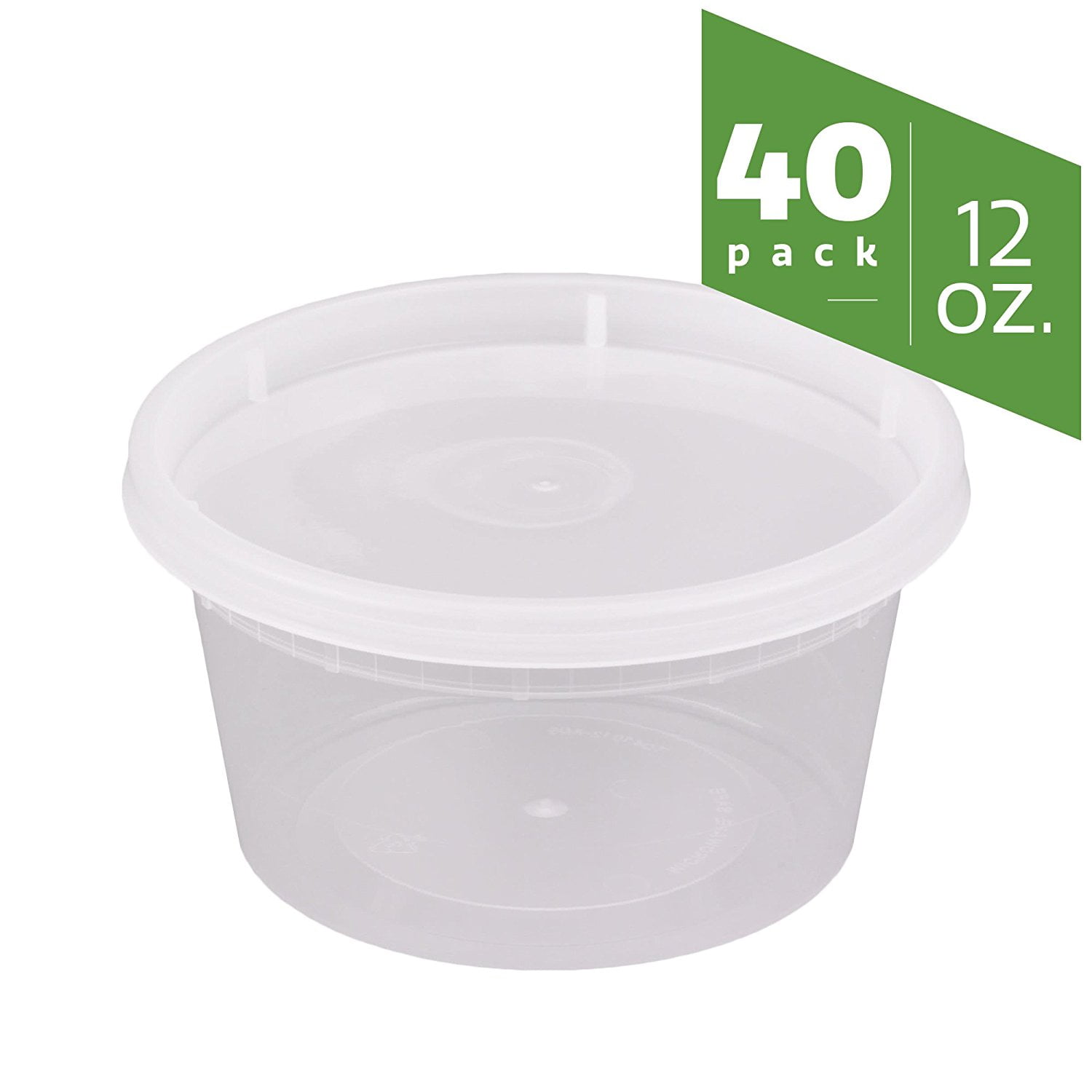12 oz. Plastic Deli Food Storage Containers with Airtight Lids [40 Pack