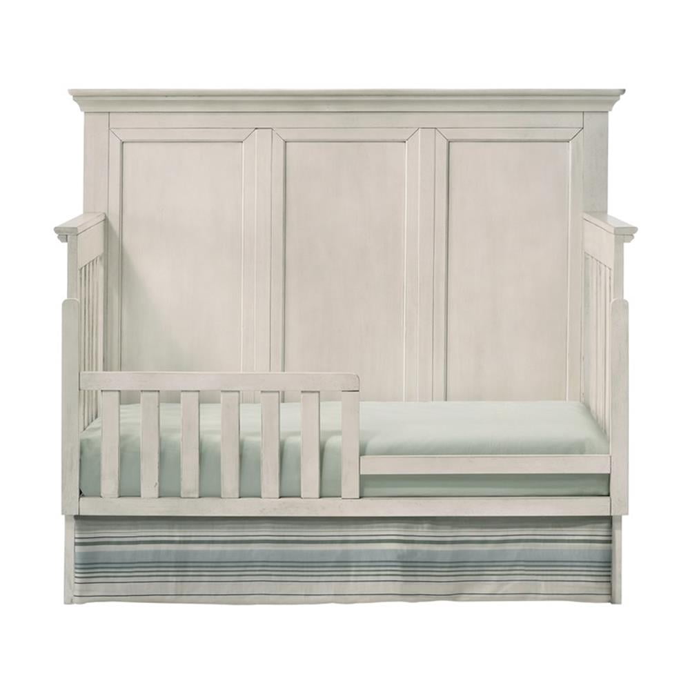 Pemberly Row Wood Transitional Toddler Rail in Rustic White Finish